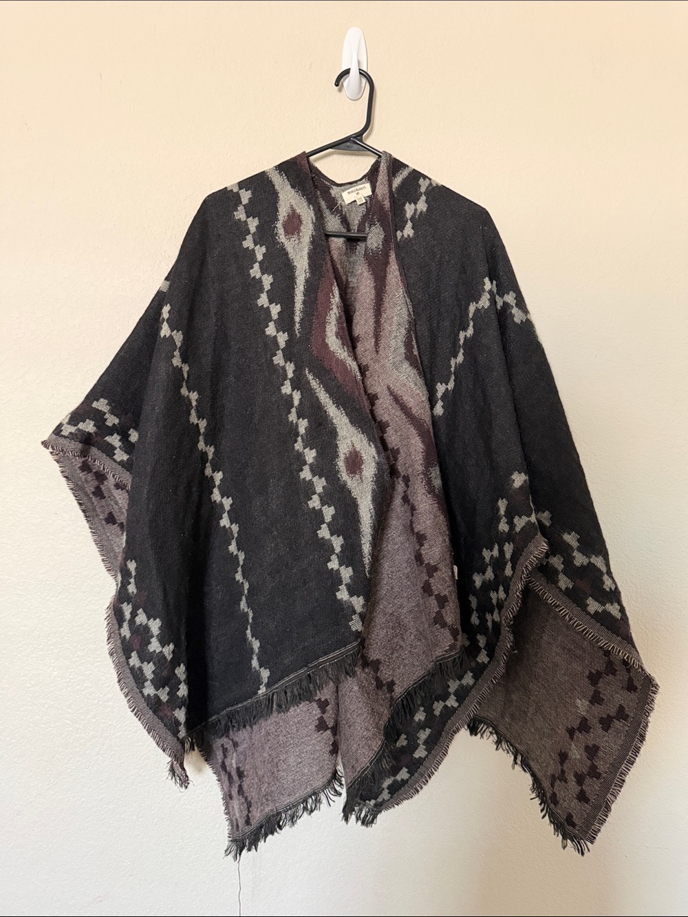 Cost Plus World Market Black and Brown Geometric Poncho